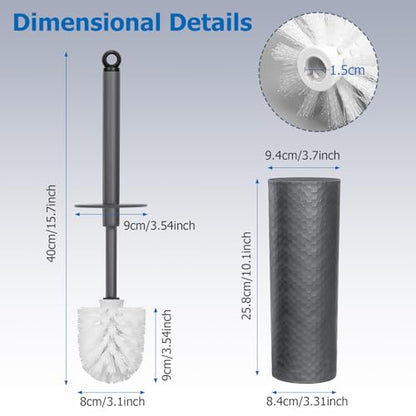 Topsky Toilet Brush,2 Pack Compact Toilet Brush & Holder Set,Plastic Round Barrel Loo Brush with 2 Replacement Toilet Brush Head,Durable for Bathroom Toilet,Dark Gray - color: Dark Gray
