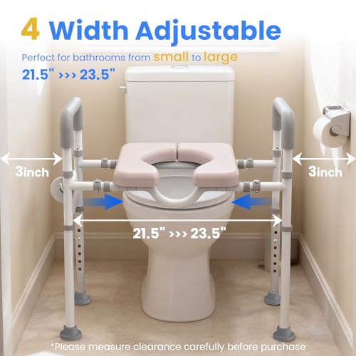Male-Friendly Width & Height Adjustable Raised Toilet Seat With handles | Toilet Riser for Elderly, Handicap, Elevated, Fit Any Toilet, 400lbs - size: Regular