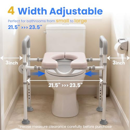 Male-Friendly Width & Height Adjustable Raised Toilet Seat With handles | Toilet Riser for Elderly, Handicap, Elevated, Fit Any Toilet, 400lbs - size: Regular