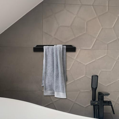 Beaupretty Wall Mounted Bath Towel Holder Square Stainless Steel Towel Ring Organizer Rust Resistant Bathroom Accessory for Small Bathroom Layouts and Washroom