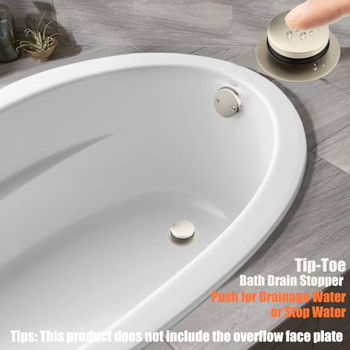 Tub Drain, 2 in 1 Pop-up Bathtub Plug with Hair Catcher | Easy Installation Bath Drain Stopper with Strainer, Brushed Nickel - color: Brushed Nickel