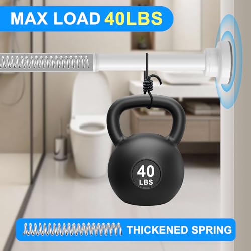 White Shower Curtain Rod Adjustable 30-58 Inch, 7/8"Diameter 304 Stainless Steel Never Rust Non Slip Heavy Duty Tension Rod, No-Drill Spring Curtain Rod for Bathroom Kitchen - color: White, size: 30-58 Inch