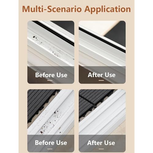 Window Track Cleaning Brush, 2-in-1 Grout Cleaning Tool with Handle & Stiff Bristles, Ideal for Sliding Door Tracks, Window Sills and Narrow Gaps