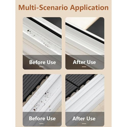 Window Track Cleaning Brush, 2-in-1 Grout Cleaning Tool with Handle & Stiff Bristles, Ideal for Sliding Door Tracks, Window Sills and Narrow Gaps