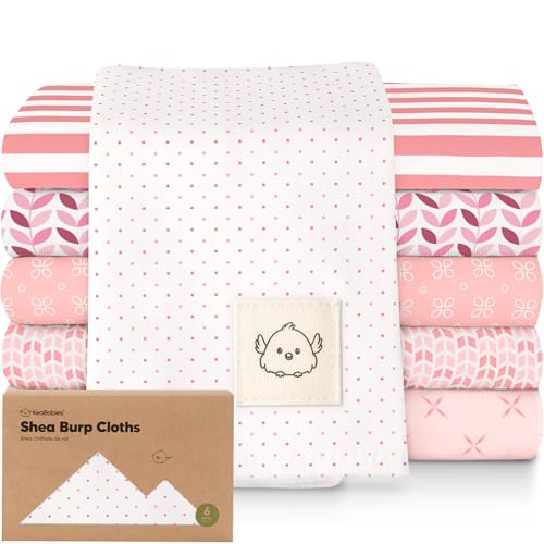Organic Burp Cloths Baby Boy, Girl, 6-Pack Large Burping Cloths (Blush) | 100% Cotton Burp Clothes for Babies, Newborns Spit Up Rags, Super Soft, Absorbent Towels, Gender Neutral, Machine Washable - color: Blush, style: Shea