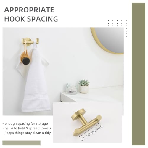 Angle Simple Bathroom Towel Hook, SUS304 Stainless Steel Robe Hook, Hand Towel Holder Wall Mount, Brushed Gold - color: Brushed Gold, size: 1 Pack