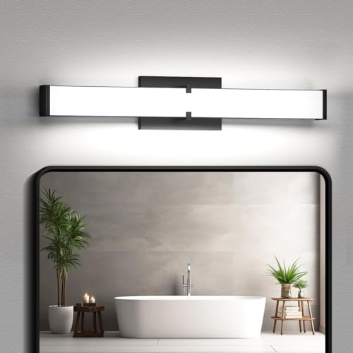 Modern LED Light Fixtures 40 Inch, 40W 3600 Lumen Dimmable Vanity Light, 5CCT Lights for Bathroom, Black, ETL Certified - size: 40IN 5CCT