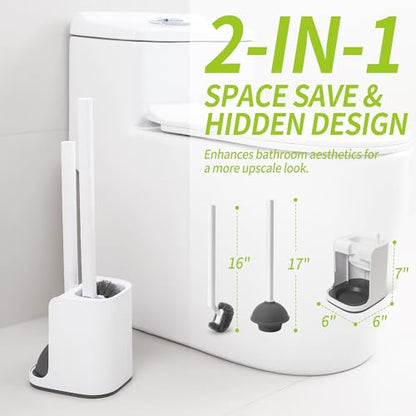 IVYROLL Toilet Brush and Plunger Set Hidden | S-Shaped Toilet Brush Plunger Combo, Perfect for Homes, Apartments & Bathrooms