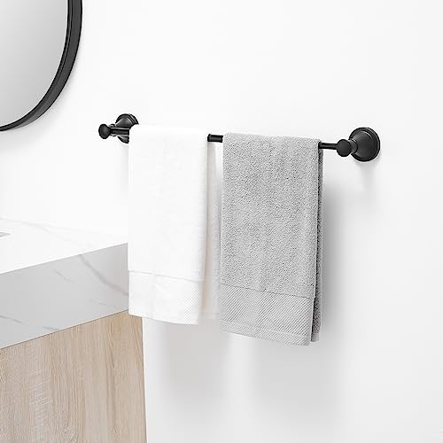 Towel Racks for Bathroom Wall Mounted Bath Towel Bar Matte Black | Adjustable 16-26 In, Wall Mounted Towel Holder, Stainless Steel, Rustproof, Towel Bar Rod Hanger Hardware Accessories Hotel - color: Matte Black