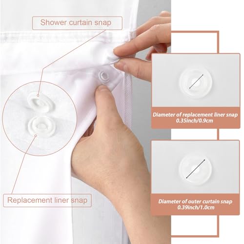 1 Pack Fabric Snap in Shower Curtain Liner, 70W x 54H Removable Water Repellent Liner Removable & Water-Repellent, for 71W x 74H Hookless Shower Curtain - color: White, size: 54"W x 71"L (Pack of 1)