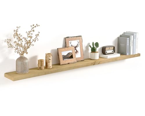Axeman 72 Inch Rustic Wooden Floating Shelves for Wall|Solid Reclaimed Wood Wall Mounted Shelves with Invisible Brackets for Books Bathroom Kitchen Storage|8 Inch Deep|1 Pack, Natural - color: Natural, size: 72inch