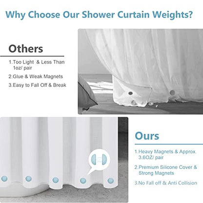 VANZAVANZU 5 Pairs Shower Curtain Weights, Silicone Wrapped Magnets, Heavy Duty Magnets Prevent Curtain Liner from Blowing, Rust-Free, Blue - color: Blue, size: 1.2"W x 1.2"L (Pack of 5)