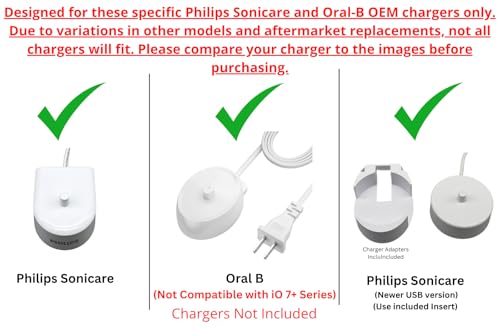 2 Slot Family Electric Toothbrush Charger Holder and Bathroom Organizer, for Select OralB and Philips Sonicare Tooth Brush Chargers (See Compatability Image), Countertop Stand or Wall-Mounted, White - size: 2 Openings