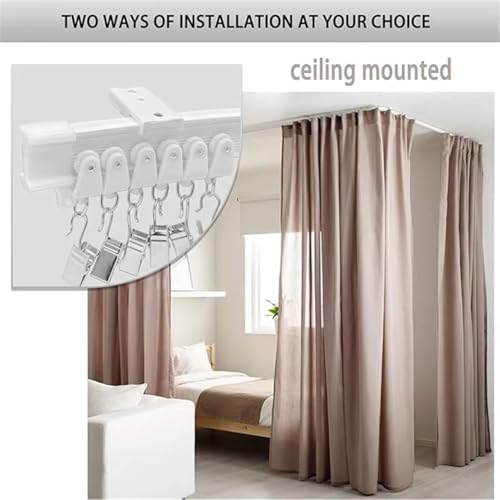 Flexible Bendable Curtain Track, Wall Mount Heavy Duty Sliding Room Divider Track, Room Divider, for RV, Shower, Hospital