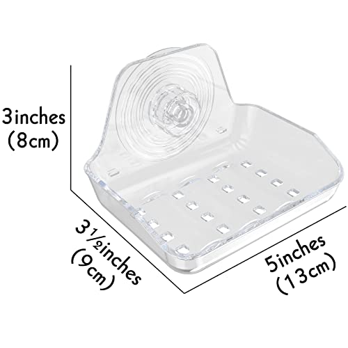 Self Adhesive Soap Dish Wall Mounted, Plastic Soap Saver, Sponge Soap Holder for Shower Wall, Bathroom, Kitchen ((Clear A)) - size: 1