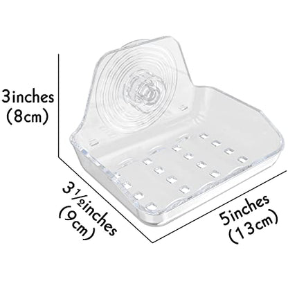 Self Adhesive Soap Dish Wall Mounted, Plastic Soap Saver, Sponge Soap Holder for Shower Wall, Bathroom, Kitchen ((Clear A)) - size: 1