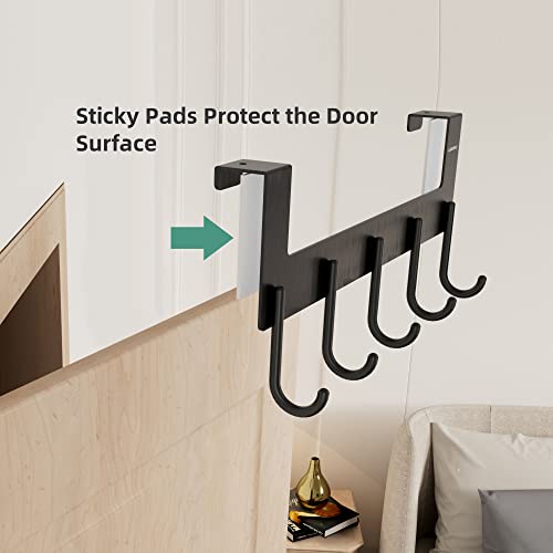 Over Door Hanger, Metal Over The Door Hook Rack with 5 Hooks, Towel Rails for Hanging Towel Robe Coat Bathroom Bedroom Grey - color: Gray