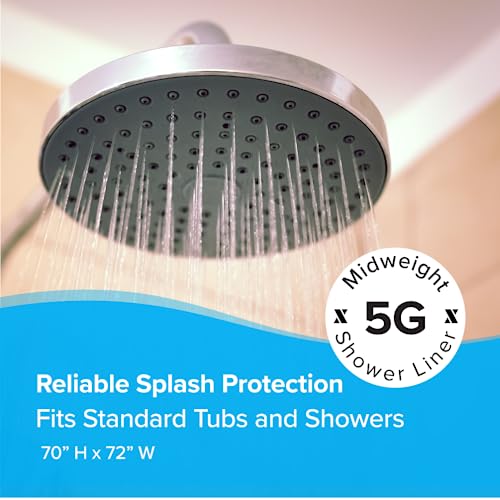 SlipX Solutions Protected Shower Curtain Liner, 5G Thicker Liner, 70"x72", Clear - color: Clear 5g
