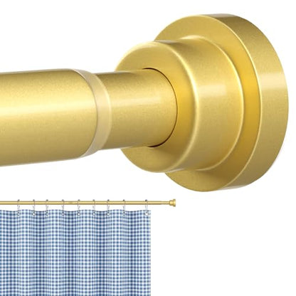 Shower Curtain Rod Gold Tension Rod 36 to 63 Inch Spring Curtain Rod Shower rod Non Slip shower curtain rod 1pcs for Windows No Drilling Adjustable Tension Rods of Curtain Window Closet Kitchen - color: Gold, size: 30-64 inch 1pcs