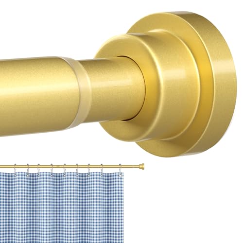 Shower Curtain Rod Gold Tension Rod 36 to 63 Inch Spring Curtain Rod Shower rod Non Slip shower curtain rod 1pcs for Windows No Drilling Adjustable Tension Rods of Curtain Window Closet Kitchen - color: Gold, size: 30-64 inch 1pcs