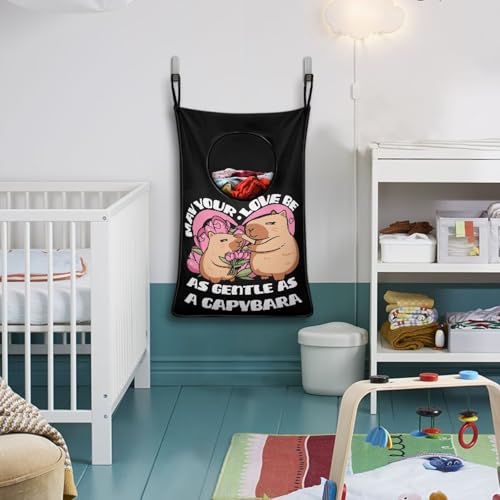 ZOUTAIRONG Capybara Print Hanging Hamper Laundry Bag Cute Laundry Baskets Over Door Laundry Hamper Space Saving Storage Organizers Clothes Hampers - color: Capybara
