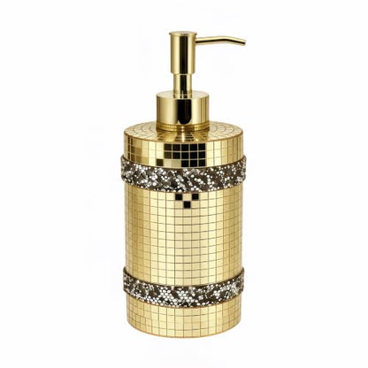 Gold Mosaic soap Dispenser, Shining Glass，Bathroom Reusable 12oz | Gold soap dispenser mosaic decorative , sparkling glass, kitchen and bathroom, artistic home decoration, countertop use - size: Soap Dispenser