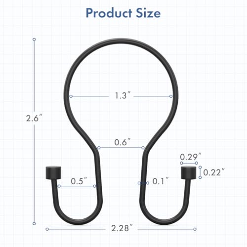 Bathway Shower Curtain Hooks Black Shower Curtain Rings, Simple Double Hook Shower Curtain Hooks Rust Proof, Smooth Sturdy Metal Shower Hooks for Shower Curtain Rod, 12Pcs Shower Rod Hooks - color: Black, style: Minimalist Shower Hooks with Cylinders