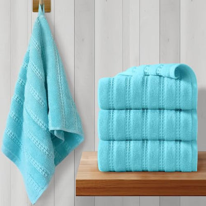 VOOVA & MOVAS Hand Towels 4PC,13"x30", 100% Cotton,with Loop,Aqua | Waffle Weave Fabric, Soft Lightweight & Absorbing, Quick Dry & Non-fading, Unshrinkable - color: Aqua