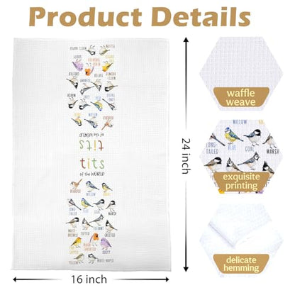 Bird Watching Kitchen Towels - Bird Gifts Decorative Waffle Dish Towels, Birding Gifts Hand Towel, Birds Tea Towel, 16x24 Inch - color: Birdwatching-01
