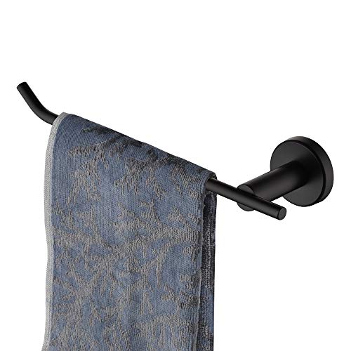 JQK Black Hand Towel Bar, Stainless Steel Towel Ring for Bathroom, 9 Inch Necklace Holder Matte Black Wall Mount Left Hand, TR101-PB - color: Black, size: 9 Inch (Left)