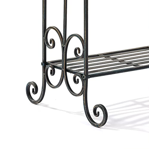 Standing Towel Rack for Bathroom,3-Tier Floor Freestanding Towel Racks with Storage Shelf,Antique Towel Holder Stand-21.75”×13”×38” - color: Retro Black
