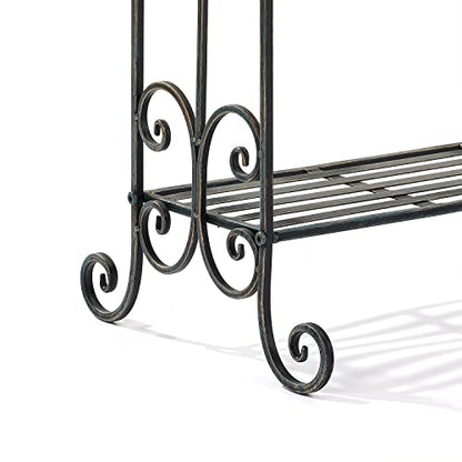 Standing Towel Rack for Bathroom,3-Tier Floor Freestanding Towel Racks with Storage Shelf,Antique Towel Holder Stand-21.75”×13”×38” - color: Retro Black