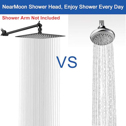 NearMoon Rain Shower Head, High Flow Stainless Steel Square Rainfall Shower, High Pressure Design, Awesome Shower Experience Even At Low Water Flow (10 Inch, Matte Black) - color: Matte Black, size: 10 Inch Square