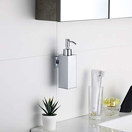 BGL Hand Soap Dispenser Stainless Steel 304 Wall Mount Chrome Soap Dispenser Holder for Bathroom (Chrome, Square) - color: Chrome