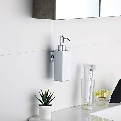 BGL Hand Soap Dispenser Stainless Steel 304 Wall Mount Chrome Soap Dispenser Holder for Bathroom (Chrome, Square) - color: Chrome
