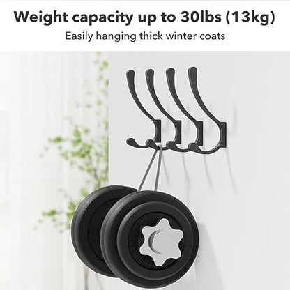 saffruff Wall Mount Coat Hooks, Heavy Duty Metal Hooks for Hanging Clothes, Backpack, Bag,Towel & Jacket, Strong 30 lbs Hold Closet Hanger, Black 4 Pack - size: 4 Pack