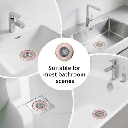 Shower Drain Hair Catcher, Fast Drainage Bathtub Drain Hair Catcher, Easy Clean Hair Catcher Shower Drain, Upgraded 304 Stainless Steel Shower Drain Cover For Shower Regular & Pop-up Drain (Rose Gold) - color: Pink
