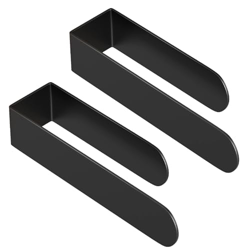 HUFEEOH 2 Pack Adhesive Hand Towel Holder, Sticky Towel Bar Towel Holder Wall Mounted, Stainless Steel Kitchen Towel Holder Hand Towel Rack for Bahtroom Hotel RV Kitchen (Black) - color: Black, size: 8 Inch (2PC)