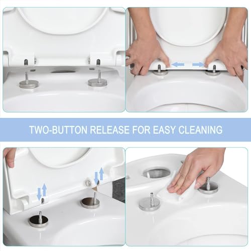 "Quick Release Toilet Seat V with Cover - Easy Clean Oval Toilet Seat with Adjustable Hinges & Soft Close Lid - Ideal for UF Toilets, Model 01c" - size: 01d