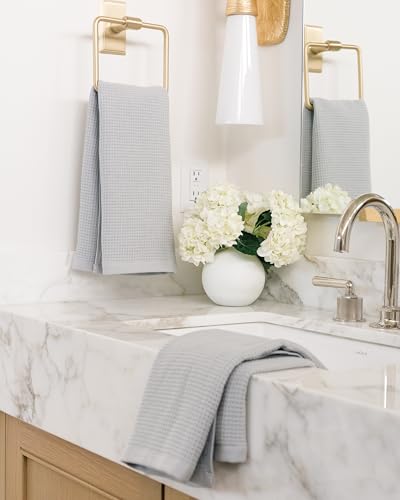 Cozy Earth Waffle Hand Towels, Mini Textured Waffle Weave Pattern | 60% Cotton 40% Viscose from Bamboo Hand Towels 20 x 30 Inches, Soft and Absorbent Terry, 2 Pack Light Grey - color: Light Grey, size: Hand Towel