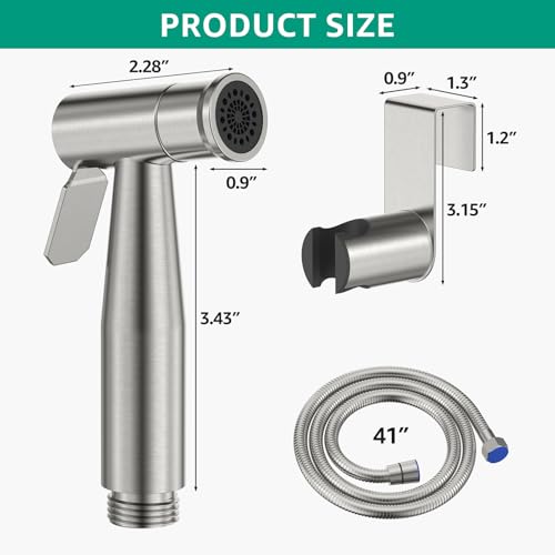 Handheld Bidet Sprayer for Toilet Brushed Nickel with Leakproof Hose,Stainless Steel Cloth Diaper Sprayer,Adjustable Water Pressure,Dual Mode Wall/Toilet Mount Jet Spray for Baby Feminine Senior Wash - color: Brushed Nickel