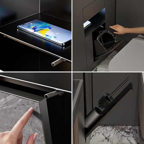 Recessed Toilet Paper Holder,Hidden Wall-Mounted Tissue, Trash Can Niche,Recessed Stainless Steel Wall Niche,Dispenser and Built-in Organizer,9.4 * 25.2 * 5.5in - size: 9.4*25.2*5.5in