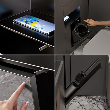 Recessed Toilet Paper Holder,Hidden Wall-Mounted Tissue, Trash Can Niche,Recessed Stainless Steel Wall Niche,Dispenser and Built-in Organizer,9.4 * 25.2 * 5.5in - size: 9.4*25.2*5.5in