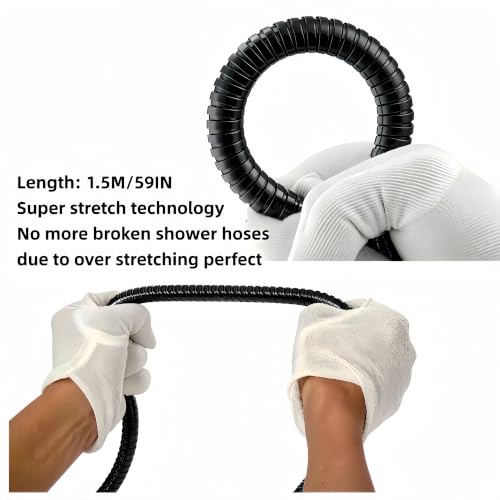 Shower Hose, 59 Inch Extra Long Flexible Stainless Steel Handheld Showerhead Hose Extension with Brass Insert and Nut, Anti-Kink Shower Head Hose Replacement (Black, 59 Inch) - color: Black