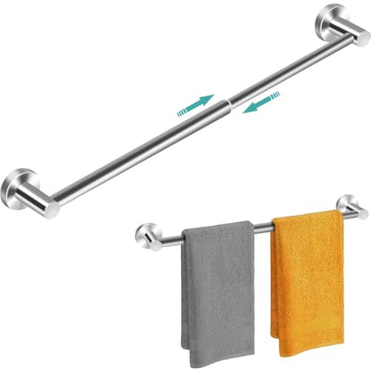 MGahyi Adjustable Stainless Steel Towel Racks for Bathroom 13.18-24In | Rustproof Single Towel Bar Wall Mounted, Sturdy & Space-Saving Towel Holder Rod for Bathroom Accessories, Silver - color: Silver