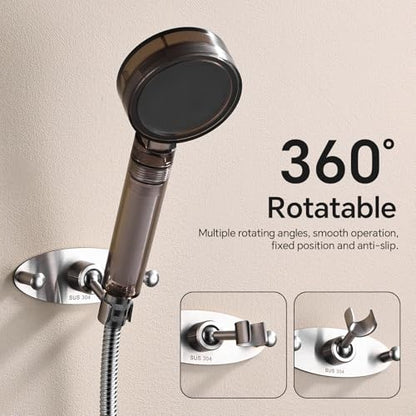 Handheld Shower Head Holder, Shower Head Holder, Handheld Shower Head Holder with 2 Non-Slip Hooks, Stainless Steel Wall Mount Shower Bracket for Bathroom(Oval Shape)