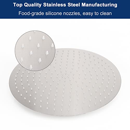 NearMoon Rain Shower Head, Ultra-Thin Design-Pressure Boosting, Awesome Some Experience, High Flow Stainless Steel Rainfall Head (16 Inch, Brushed Nickel) - color: Brushed Nickel, size: 16 Inch