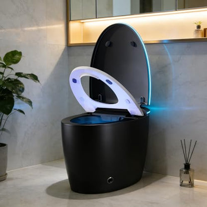 Black Smart Bidet Toilet with Foam Shield, Auto Open/Close Lid & Seat, Foot Sensor Flush, Tankless One Piece Elongated, Heated Seat, Instant Warm Water & Dryer - color: Black