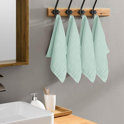 BOUTIQUO Ultra Soft Cotton Washcloths, Contains 12 Piece Face Cloths 12x12 inch, Ideal for Everyday use Face Towels, Compact & Lightweight Multi Purpose Washcloths - Sea Green - color: Sea Green, size: Washcloths - Set of 12
