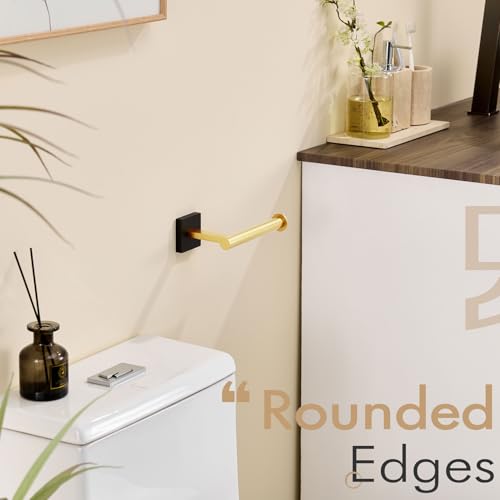 KOKOSIRI Toilet Paper Holder Toilet Roll Holders Hold Mega Rolls Kitchen Bathroom Tissue Paper Dispenser Black with Gold Stainless Steel, B2008GDK - color: Black Gold, size: Vertical
